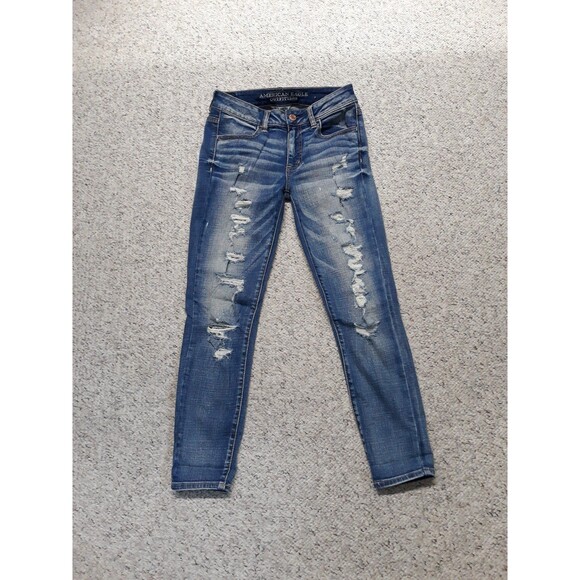 American Eagle Outfitters Denim - 4Rx26 American Eagle mid-rise jegging ankle super stretch ripped distressed